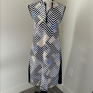 Tail Black, White & Tan Geometric design Sports Dress
